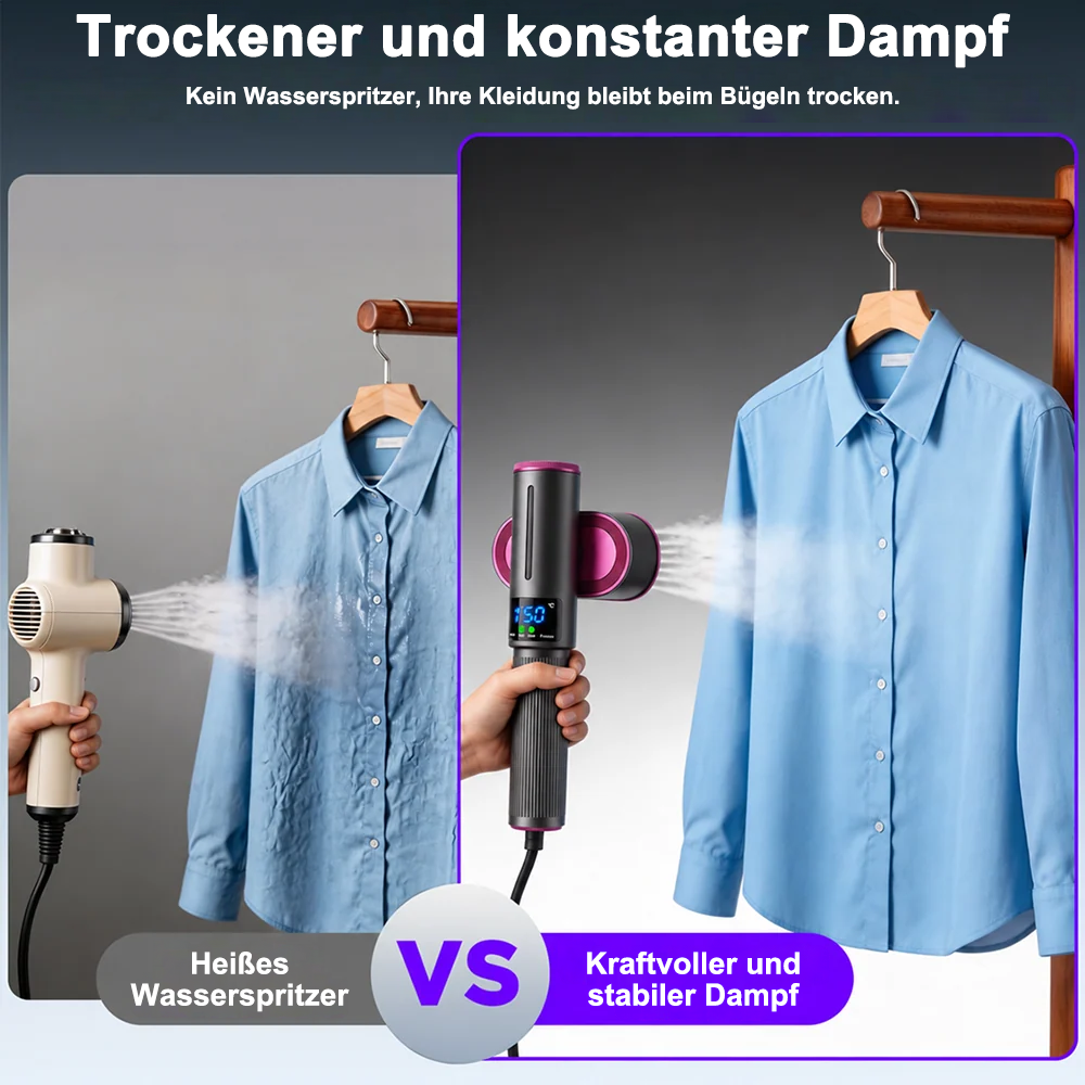 🔥 𝑳𝑬𝑻𝒁𝑻𝑬𝑹 𝑻𝑨𝑮 – 𝟖𝟎 % 𝑹𝑨𝑩𝑨𝑻𝑻 🔥 2-in-1 Dampfglätter & Dampfbügeleisen 1200W – Schnell Aufheizend, Kompakt & Ideal für Reisen