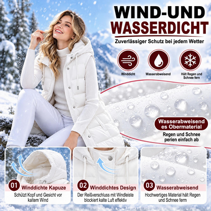 🚨 LETZTER TAG – 49 % RABATT 🚨 ❄️ Lange, warme Damen-Steppweste mit Kapuze