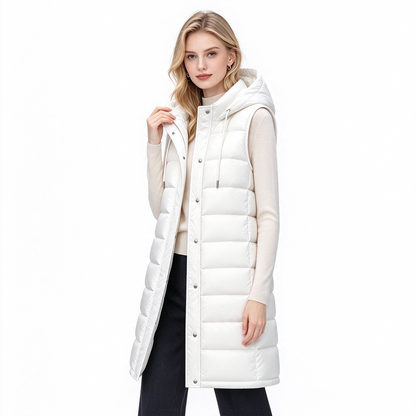 🚨 LETZTER TAG – 49 % RABATT 🚨 ❄️ Lange, warme Damen-Steppweste mit Kapuze