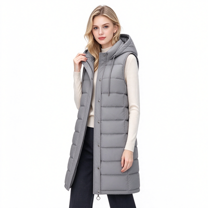 🚨 LETZTER TAG – 49 % RABATT 🚨 ❄️ Lange, warme Damen-Steppweste mit Kapuze