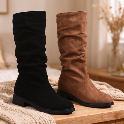 🔥 LETZTER SALE-TAG – 30 % RABATT ✨ Wasserdichte Damen-Lederstiefel mit gerafftem Schaft – Komfort für Herbst & Winter