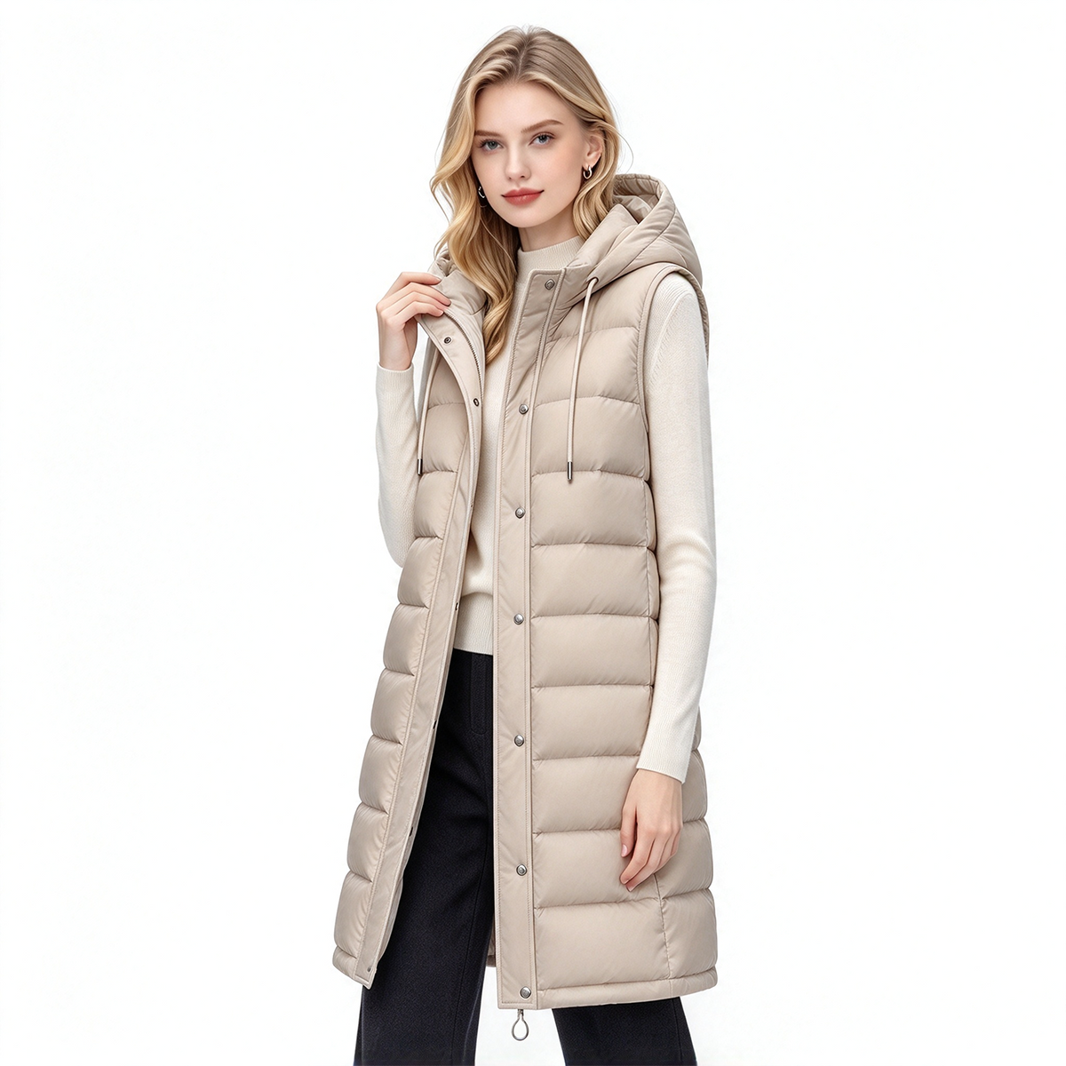🚨 LETZTER TAG – 49 % RABATT 🚨 ❄️ Lange, warme Damen-Steppweste mit Kapuze