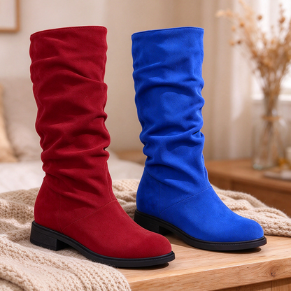 🔥 LETZTER SALE-TAG – 30 % RABATT ✨ Wasserdichte Damen-Lederstiefel mit gerafftem Schaft – Komfort für Herbst & Winter