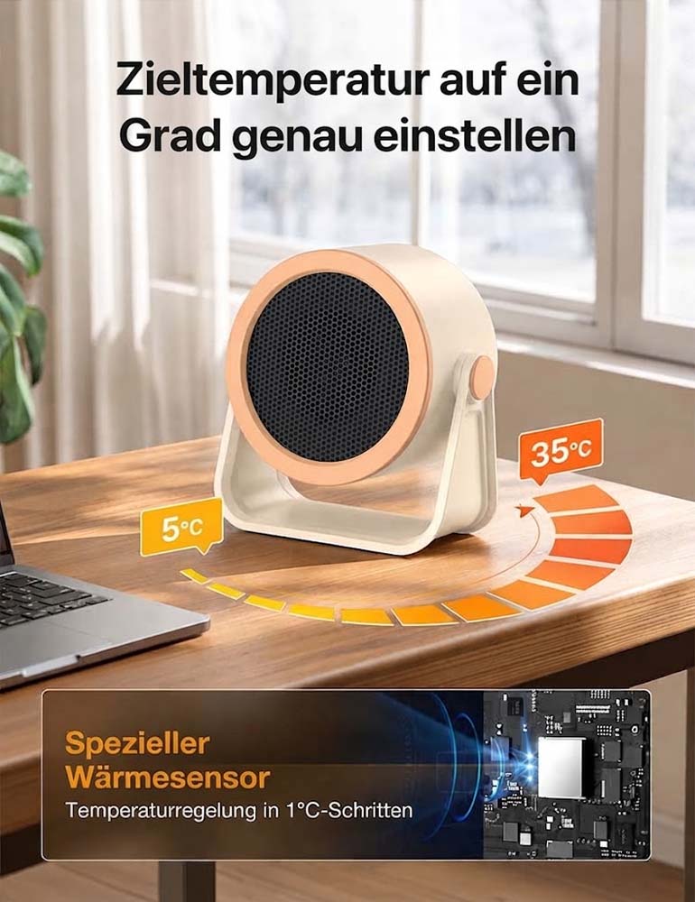 🔥 BVJ 714 Elektrischer Heizlüfter – 1500W Keramik Heizung mit 3D-Oszillation, 2s Schnellerwärmung & ECO Energiesparmodus