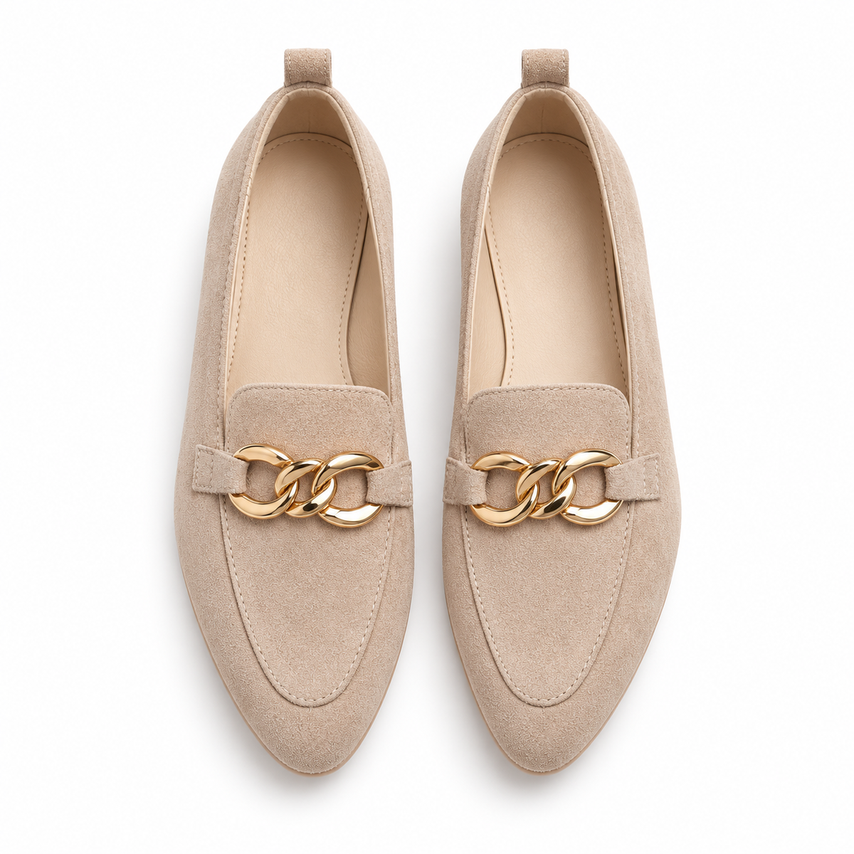 🔥 LETZTER TAG: 80 % RABATT 🔥 Damen-Loafer mit goldfarbener Kette und Fußgewölbestütze – Komfort für jeden Tag