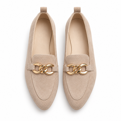 🔥 LETZTER TAG: 80 % RABATT 🔥 Damen-Loafer mit goldfarbener Kette und Fußgewölbestütze – Komfort für jeden Tag