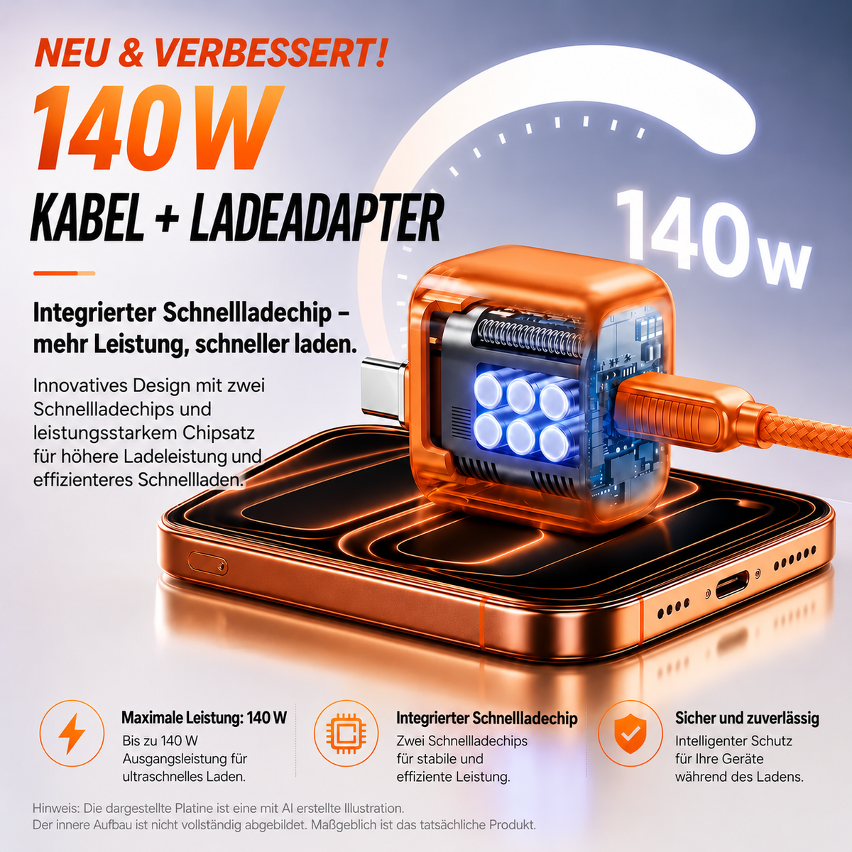 🔥 LETZTER TAG: 80 % RABATT | 140-W-USB-C-Ladeschutz mit AI (künstlicher Intelligenz) & automatischer Abschaltung bei voller Ladung