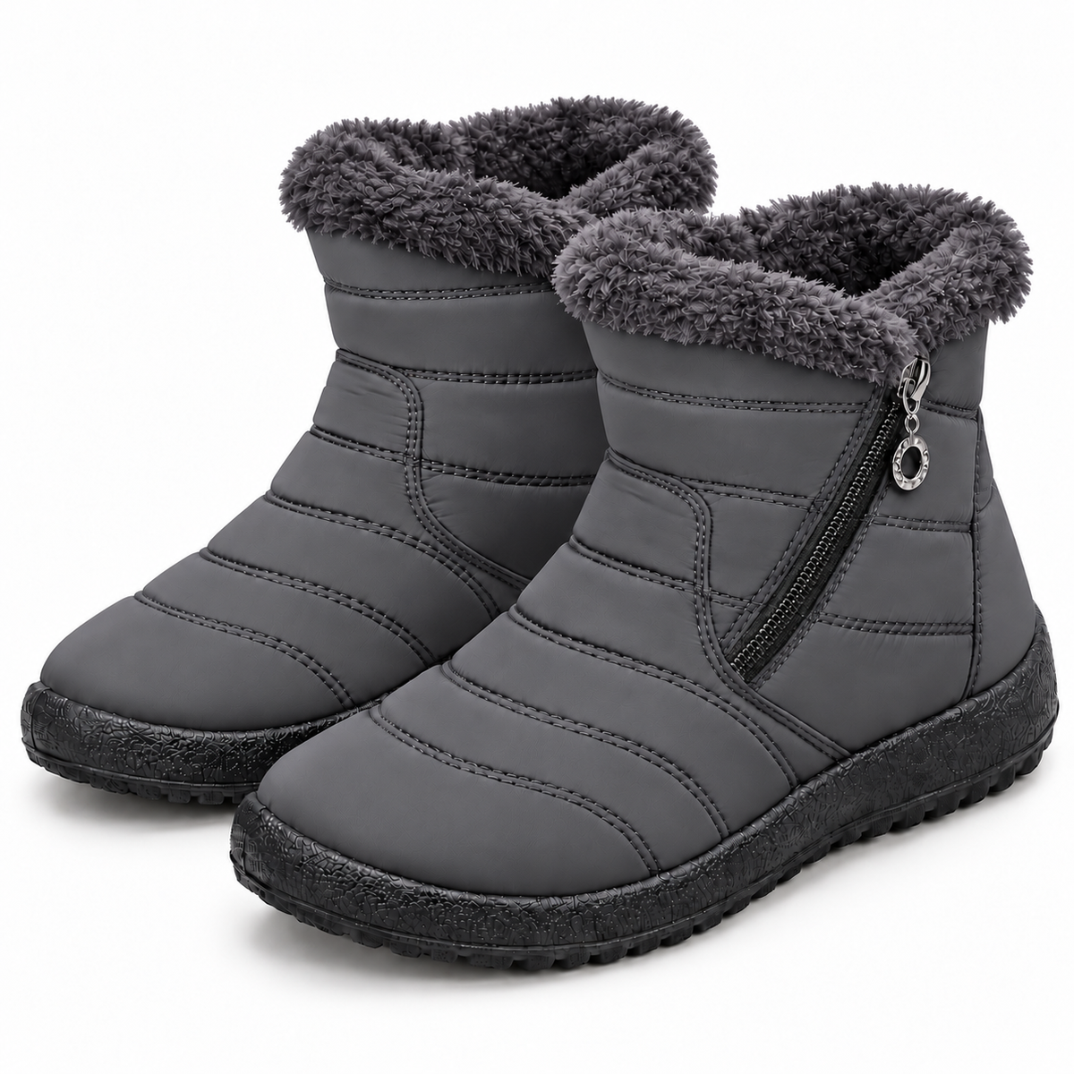 Neu eingetroffen:Damen Winterstiefel mit Warmfutter und Fußgewölbestütze, rutschfeste Stiefeletten mit Reißverschluss für Alltag und Spaziergänge
