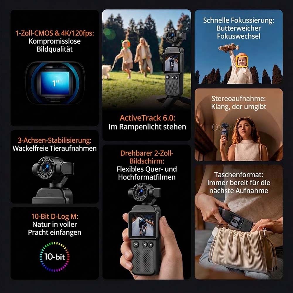 🔥 Nur heute: 50 % Rabatt – Pocket 3 Handkamera | 4K/120 fps, 3-Achsen-Stabilisierung & drehbarer Bildschirm