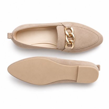 🔥 LETZTER TAG: 80 % RABATT 🔥 Damen-Loafer mit goldfarbener Kette und Fußgewölbestütze – Komfort für jeden Tag