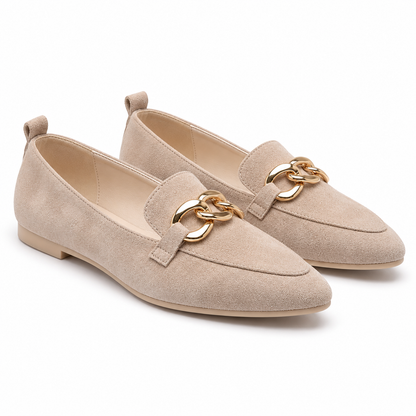 🔥 LETZTER TAG: 80 % RABATT 🔥 Damen-Loafer mit goldfarbener Kette und Fußgewölbestütze – Komfort für jeden Tag