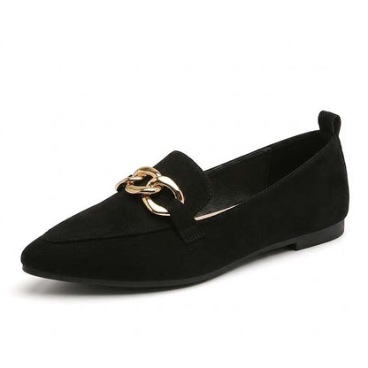 🔥 LETZTER TAG: 80 % RABATT 🔥 Damen-Loafer mit goldfarbener Kette und Fußgewölbestütze – Komfort für jeden Tag