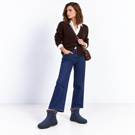 Neu eingetroffen:Damen Winterstiefel mit Warmfutter und Fußgewölbestütze, rutschfeste Stiefeletten mit Reißverschluss für Alltag und Spaziergänge